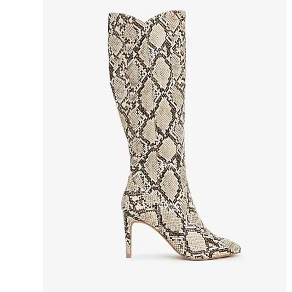 Express Snakeskin Print Knee High Boots